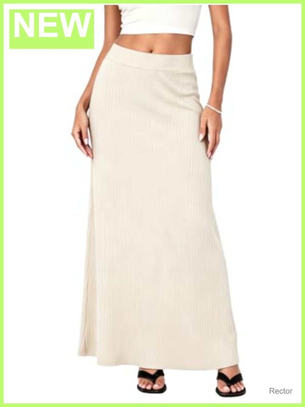 Ribbed Knit High Waist Maxi Skirt Stretchy Comfy Long Skirt